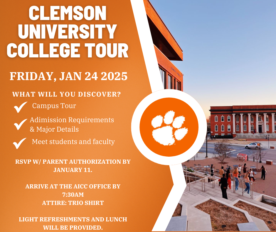 CLEMSON UNIVERSITY COLLEGE TOURJanuary 2025 New Academic Website